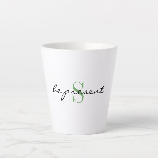Monogram Initiaal, Stijlvol Script be cadeau, Latte Mok (Voorkant)