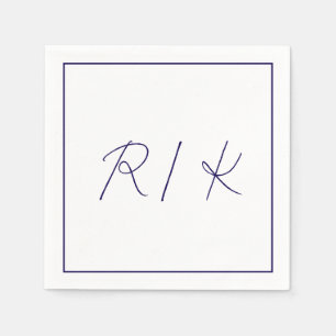 Monogram Initiaal Stijlvolle Letters Navy Blue Wed Servet