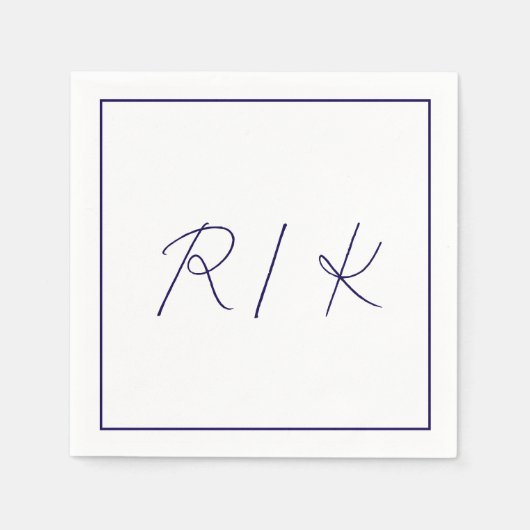 Monogram Initiaal Stijlvolle Letters Navy Blue Wed Servet (Voorkant)