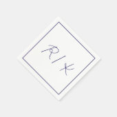 Monogram Initiaal Stijlvolle Letters Navy Blue Wed Servet (Hoek)