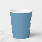 Monogram Initiaal Stof Blauw Witte Aangepaste Kleu Papieren Bekers (Rechts)