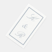 Monogram Initiaal Stofblauw Bruiloft Modern Schrif Servet (Hoek)