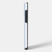 Monogram initiaal stoffig lichtblauw witte strepen iPhone hoesje (Linkerkant)