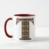 Monogram Initiaal T Elegante Vintage Bloem Mok (Links)
