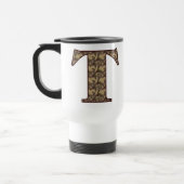 Monogram Initiaal T Elegante Vintage Bloem Reisbeker (Links)