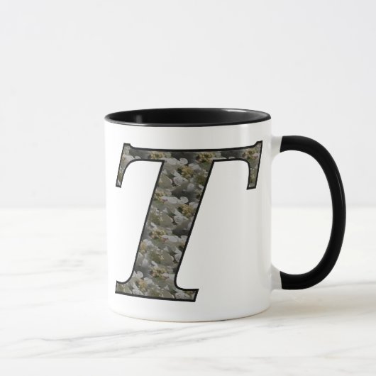 Monogram Initiaal T Hortensia Bloemen Mok (Rechts)