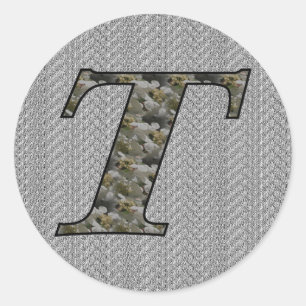 Monogram Initiaal T Hortensia Bloemen Ronde Sticker