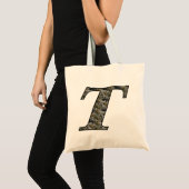 Monogram Initiaal T Hortensia Bloemen Tote Bag (Voorkant (product))