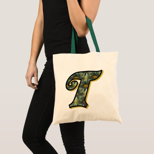 Monogram Initiaal T Madeliefjes Bloemkunst Tote Bag (Voorkant (product))