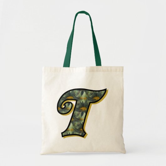 Monogram Initiaal T Madeliefjes Bloemkunst Tote Bag (Voorkant)