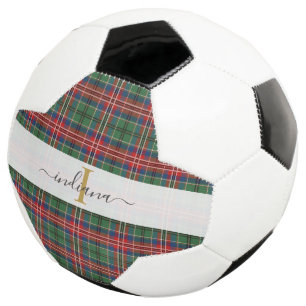 Monogram Initiaal Tartan Schotse Ruit Schrift Naam Voetbal