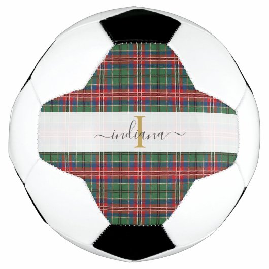 Monogram Initiaal Tartan speldenscriptnaam Voetbal (Voorkant)