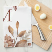 Monogram Initiaal Terracotta Florals Pampas Theedoek (Quarter Fold)