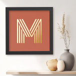 Monogram initiaal terracotta om het even welke kle folie afdrukken<br><div class="desc">Poster met uw monogram-initiaal in een leuke,  retroflectortoonlettertype op een terracotta- of aangepaste kleurachtergrond.</div>