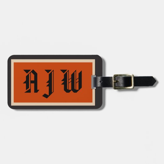 Monogram Initiaal traditionele stijl Bagagelabel (Voorkant horizontaal)