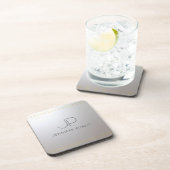 Monogram Initiaal Trendy Sjabloon Gold Silver Bier Onderzetter (Rechterzijde)