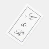 Monogram Initiaal Trouw Stof Blauw Zwart Aangepast Servet (Hoek)