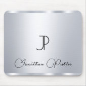 Monogram Initiaal Typografie Zilveren Kijk Sjabloo Muismat (Voorkant)