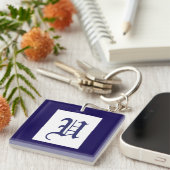 Monogram Initiaal U Acryl Sleutelhanger (Voorkant Rechts)