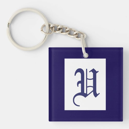 Monogram Initiaal U Acryl Sleutelhanger (voorkant)