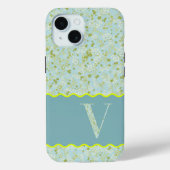 MONOGRAM INITIAAL V ACQUA LITTLE FLOWERS Case-Mate iPhone CASE (Achterkant)