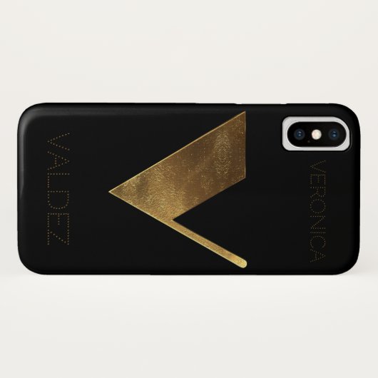Monogram Initiaal V zwart goud Case-Mate iPhone Case (Achterkant (horizontaal))