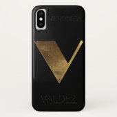 Monogram Initiaal V zwart goud Case-Mate iPhone Case (Achterkant)