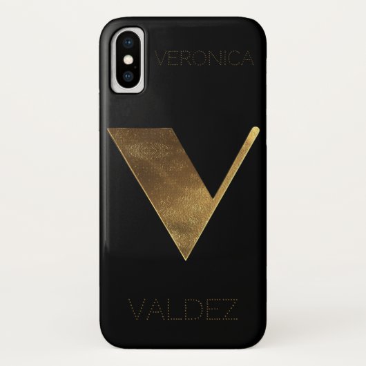 Monogram Initiaal V zwart goud Case-Mate iPhone Case (Achterkant)