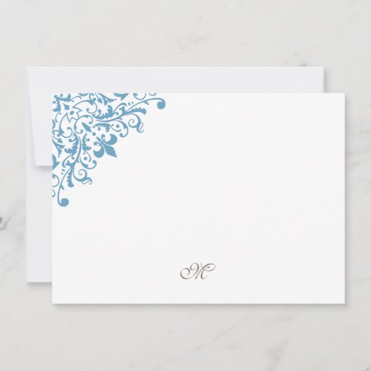 Monogram Initiaal van de Franse blauwe streep Notitiekaartje (Voorkant)