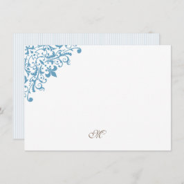 Monogram Initiaal van de Franse blauwe streep Notitiekaartje