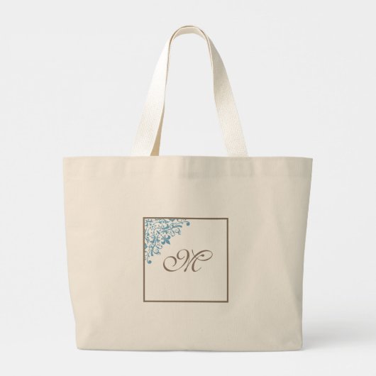 Monogram Initiaal van het Franse Blauwe Vleur de L Grote Tote Bag (Achterkant)
