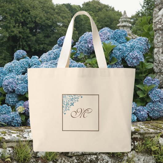 Monogram Initiaal van het Franse Blauwe Vleur de L Grote Tote Bag