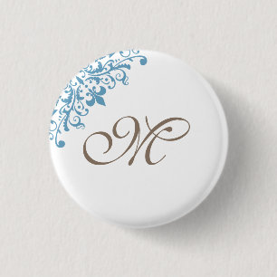 Monogram Initiaal van het Franse Blauwe Vleur de L Ronde Button 3,2 Cm
