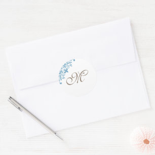 Monogram Initiaal van het Franse Blauwe Vleur de L Ronde Sticker