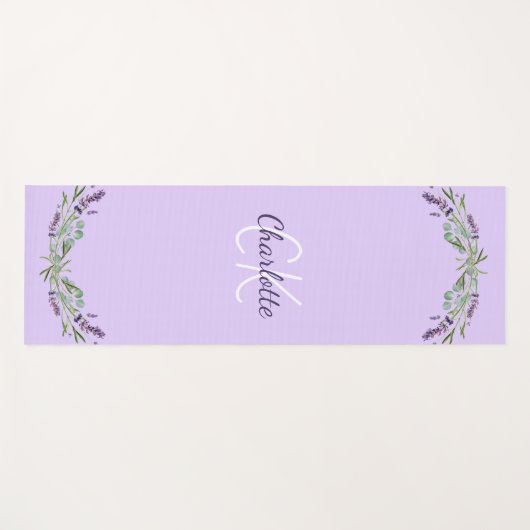 Monogram initiaal van lavendervioletfloralen yogamat (Voorkant (horizontaal))