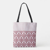 Monogram Initiaal van Maroon en White Girly Trendy Tote Bag (Achterkant)