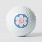 Monogram Initiaal ventilatorkracht roze en blauw Golfballen (Voorkant)