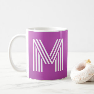 Monogram Initiaal Vet Violet Paars en Wit Koffiemok