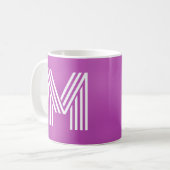 Monogram Initiaal Vet Violet Paars en Wit Koffiemok (Voorkant links)