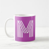 Monogram Initiaal Vet Violet Paars en Wit Koffiemok (Links)