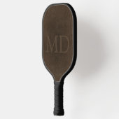 Monogram initiaal vintage bruine leren look pickleball paddle (Links)