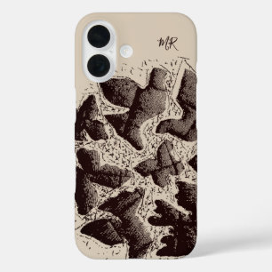 Monogram Initiaal Vintage Retro Handgetekende Voge iPhone 16 Hoesje