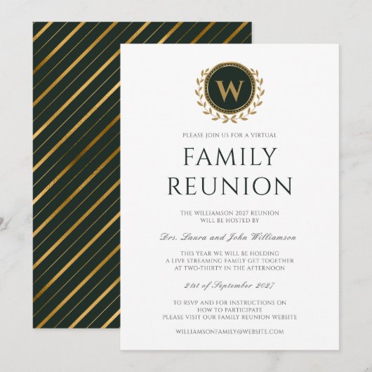 Monogram Initiaal Virtuele Familie Reunion Kaart (Voorkant / Achterkant)