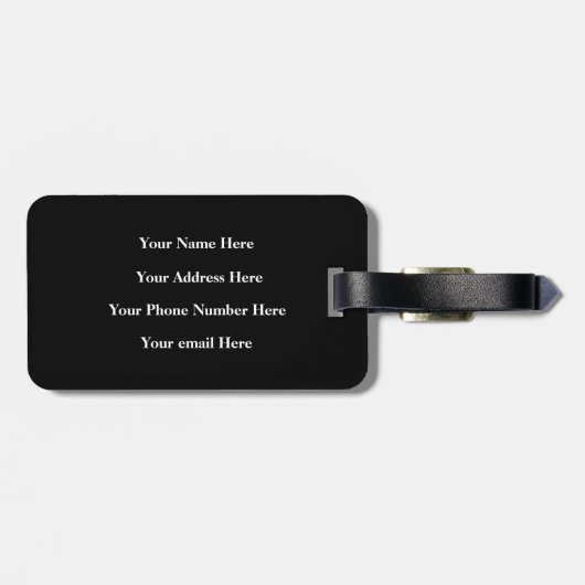 Monogram Initiaal visgraatpatroon Zwart-wit Bagagelabel (Achterkant horizontaal)