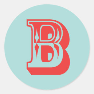 Monogram initiaal voor Letter B-carnavalstijl Ronde Sticker