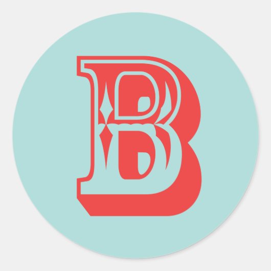 Monogram initiaal voor Letter B-carnavalstijl Ronde Sticker (Voorkant)
