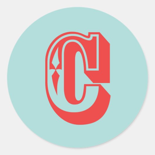 Monogram initiaal voor Letter C-carnavalstijl Ronde Sticker (Voorkant)