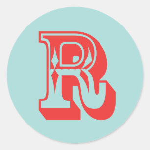 Monogram initiaal voor Letter R-carnavalstijl Ronde Sticker