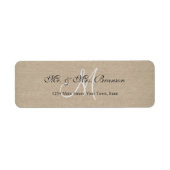 Monogram initiaal voor rustieke linnen canvas brui etiket (Voorkant)