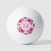 Monogram Initiaal Vrouwelijk Roze Custom Dames Golfballen (Voorkant)